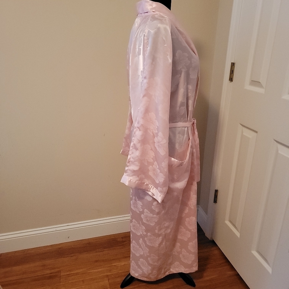 Victoria Secret Gold Label Vintage Satin Pink Floral Robe Size M/L - Picture 2 of 10